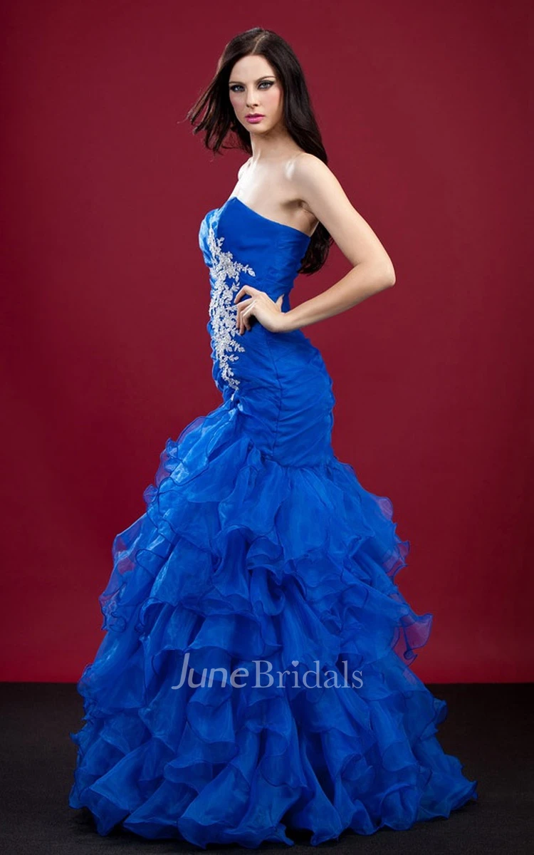 Sweetheart Mermaid Dress With Ruffles and Embroideries