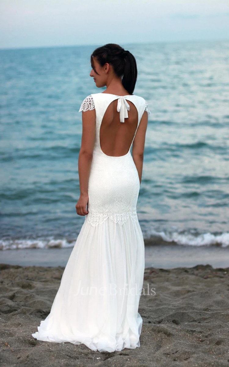 Mermaid Cap Sleeve Long Wedding Dress With Cap Sleeves