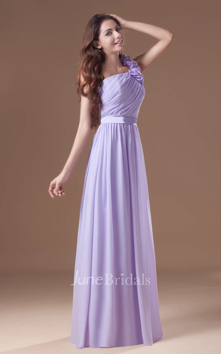 Ruched Ethereal Soft Flowing Fabric Maxi Dress With Floral Strap
