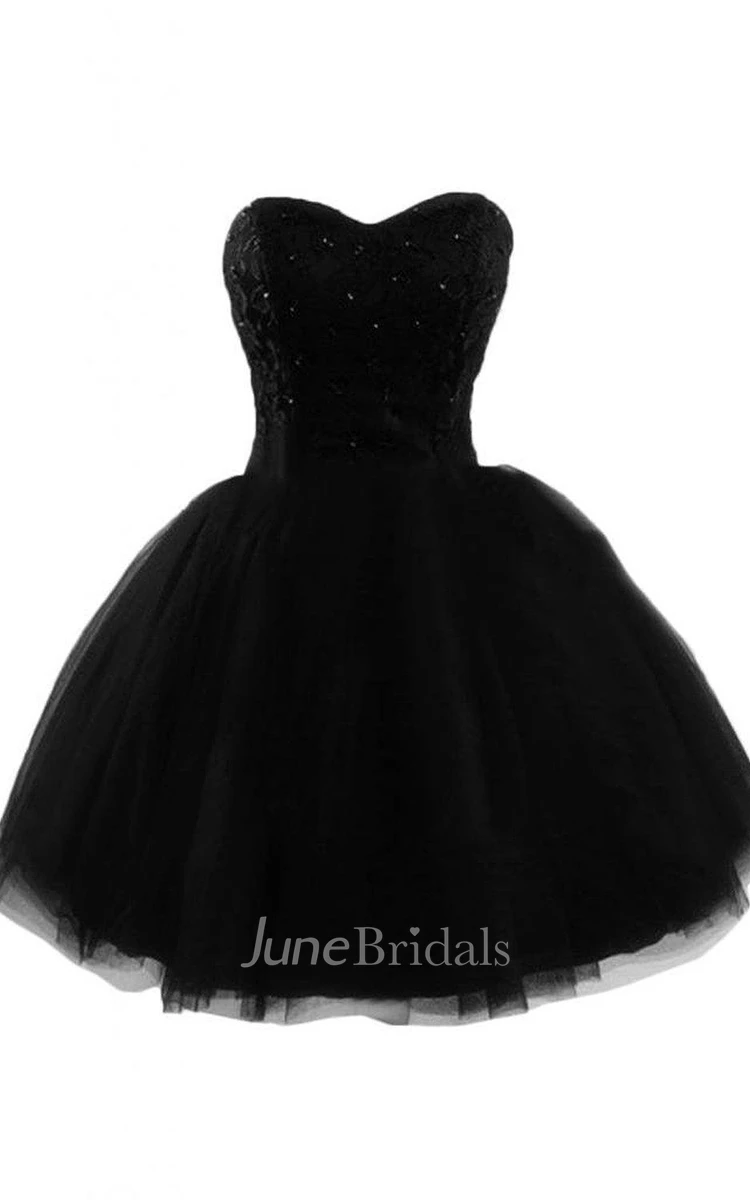 Sweetheart A-line Dress With Sequined Lace Bodice