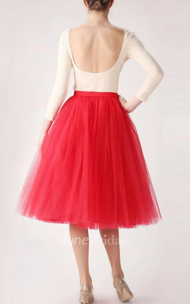 Red Tulle Skirt Handmade Long Skirt Handmade Tutu Skirt High Quality Skirt Tea Length Petticoat Tea Length Skirt Dress