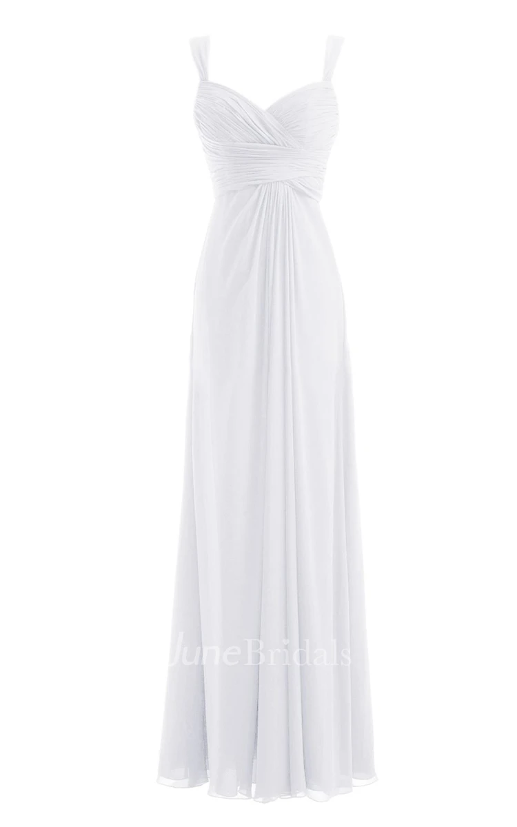 Straps Sweetheart Ruched Chiffon A-line Dress