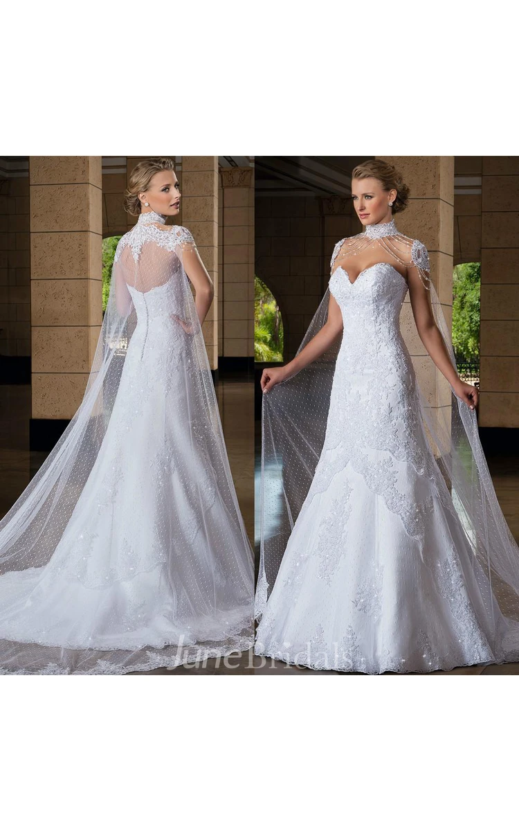 Court Exquisite Wedding Dresses V-neck A-line Floor-length Pick-up