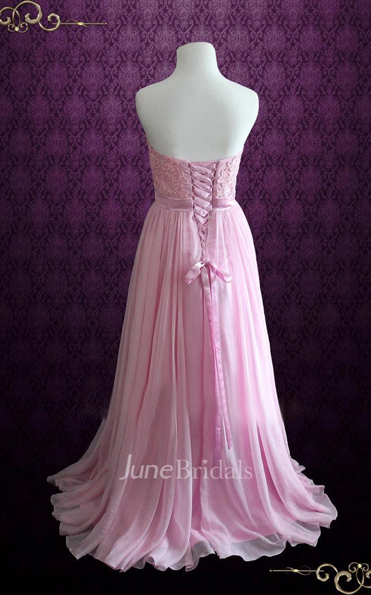 Strapped Chiffon&Lace Dress