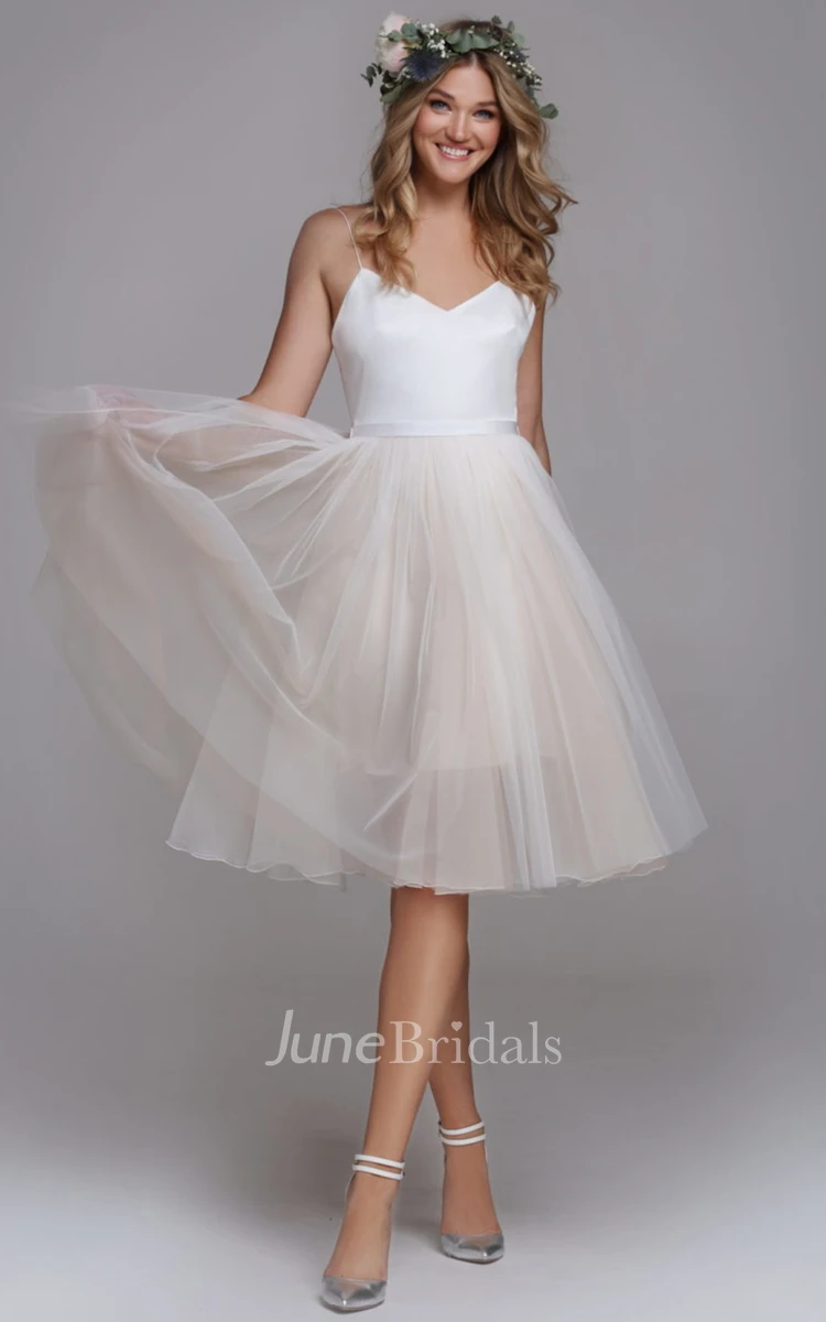 Cute 2-in-1 A Line Lace and Tulle Knee-length Wedding Dress with Removable Bodice