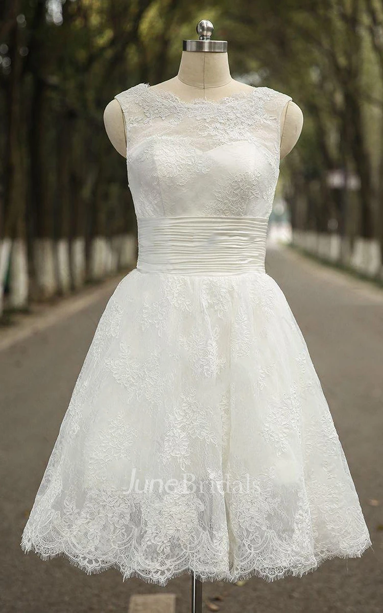 Wonderful Polka Dot Tulle Jewel Neckline Knee-length A-line Wedding Dresses Wonderful Polka Dot Tulle Jewel Neckline Knee-length A-line Wedding Dresses
