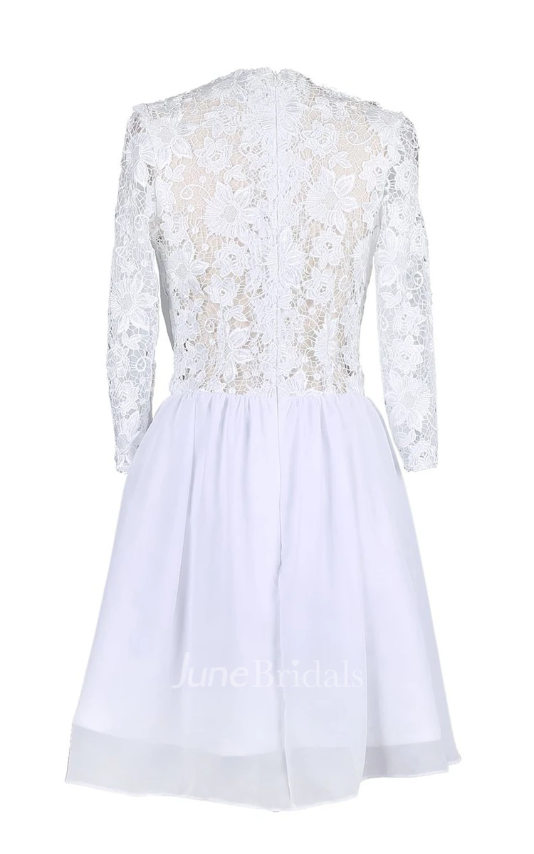 Scoop Long Sleeve Lace Bodice Bridal Dress