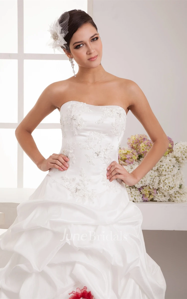 Strapless Pick-Up A-Line Tulle Gown with Beading and Corset Back