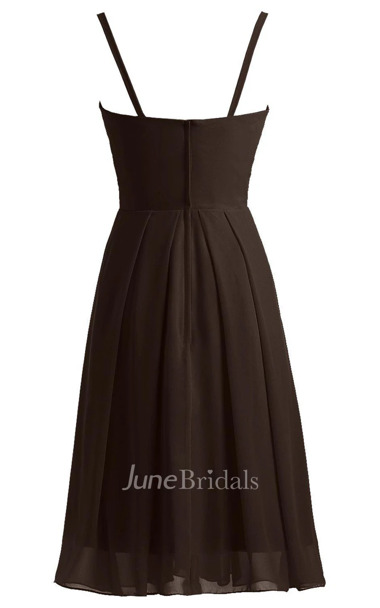 Sleeveless A-line Chiffon Dress With Pleats and Spaghetti Straps