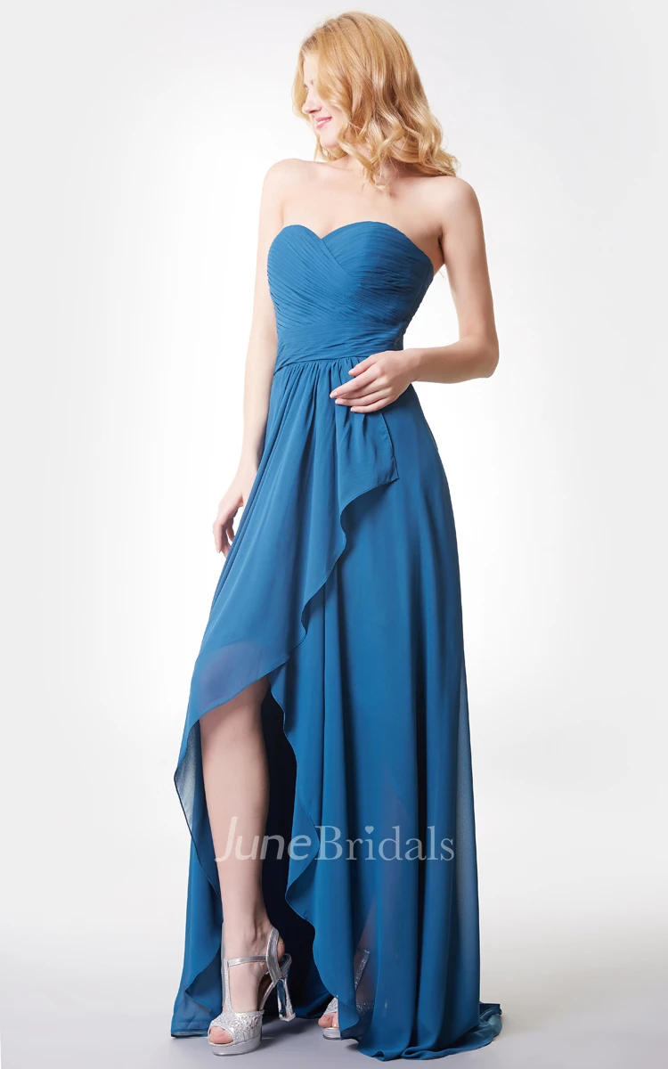 Sweetheart Backless High-low Chiffon Dress With Ruching
