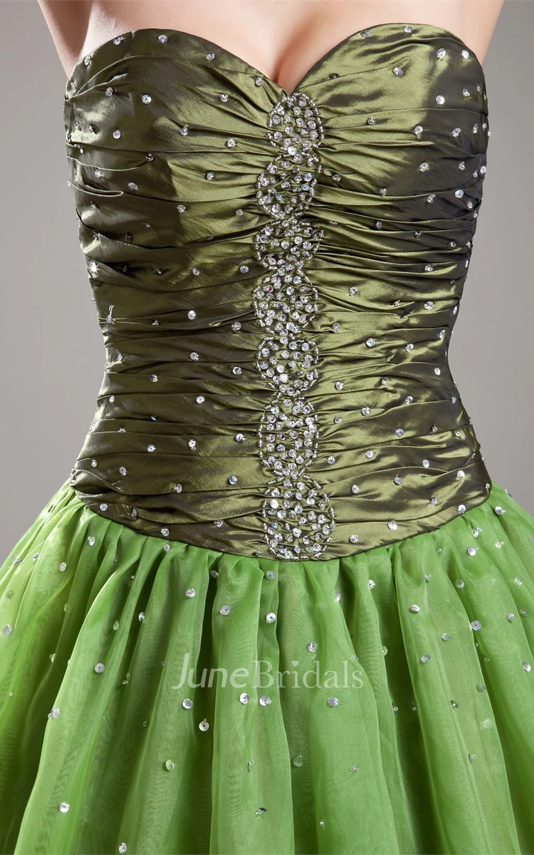 Sweetheart A-Line Ball Gown with Beading and Ruched Bodice