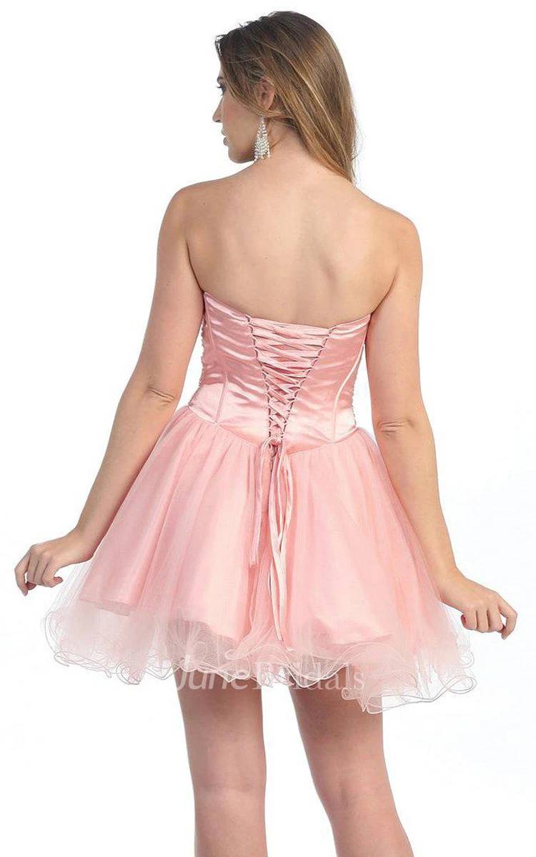 Sweetheart A-line Short Dress With Crystal Bodice