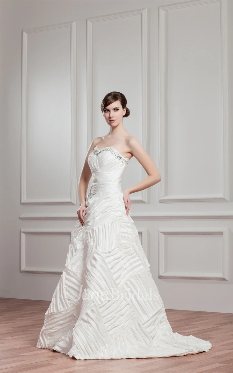 Sweetheart Ruched A-Line Gown with Stress