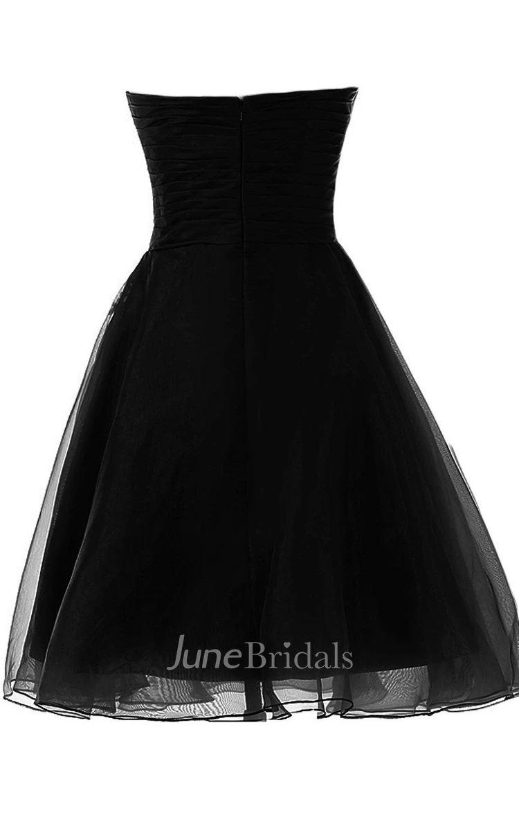 Strapless A-line Chiffon Layered Dress With Appliques