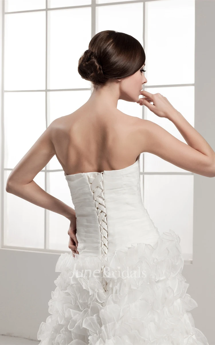 Sweetheart Criss-Cross Ruffled A-Line Gown with Beading