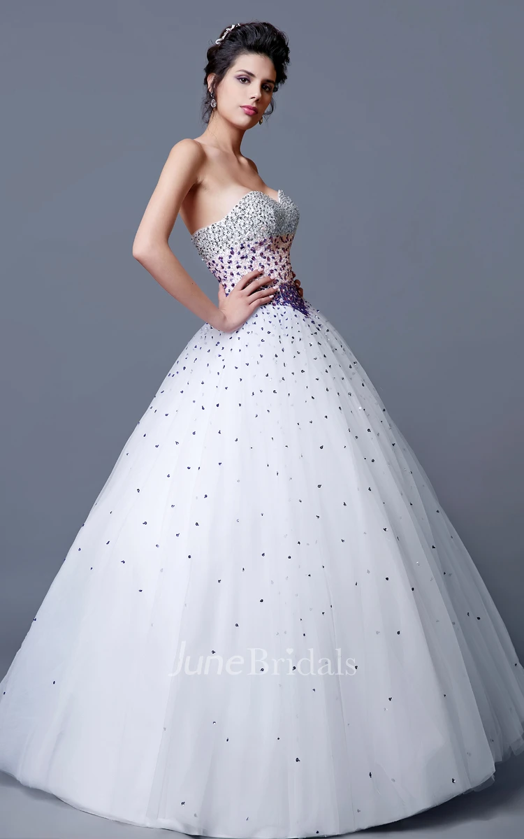 Ombre Fading Beadwork Fitted Bodice Princess Style Gown Glamorous Beauty