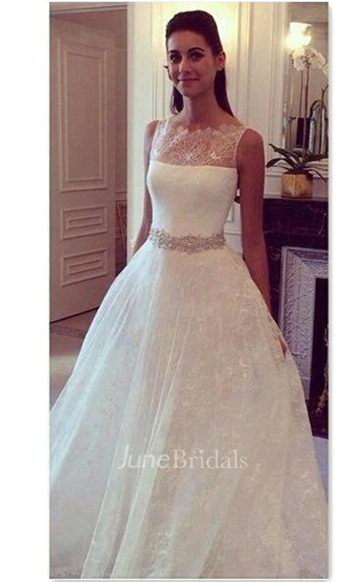 Hot Style Lace Elegant Princess Wedding Dress With Zipper Back