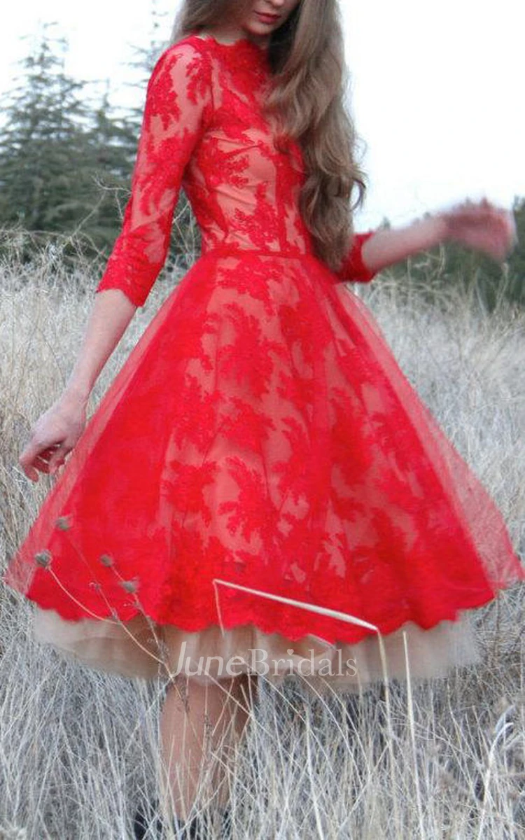 Red Lace With Tulle Underskirt Dress