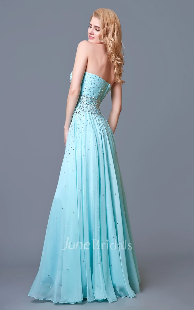 Glam Chic Beaded Sweetheart Layered A-line Chiffon Prom Gown