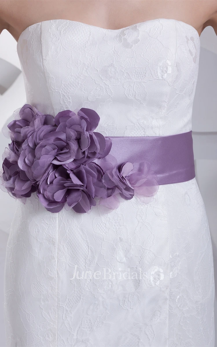 Strapless Appliqued Dress with Floral Waist and Trumpet Silhouette