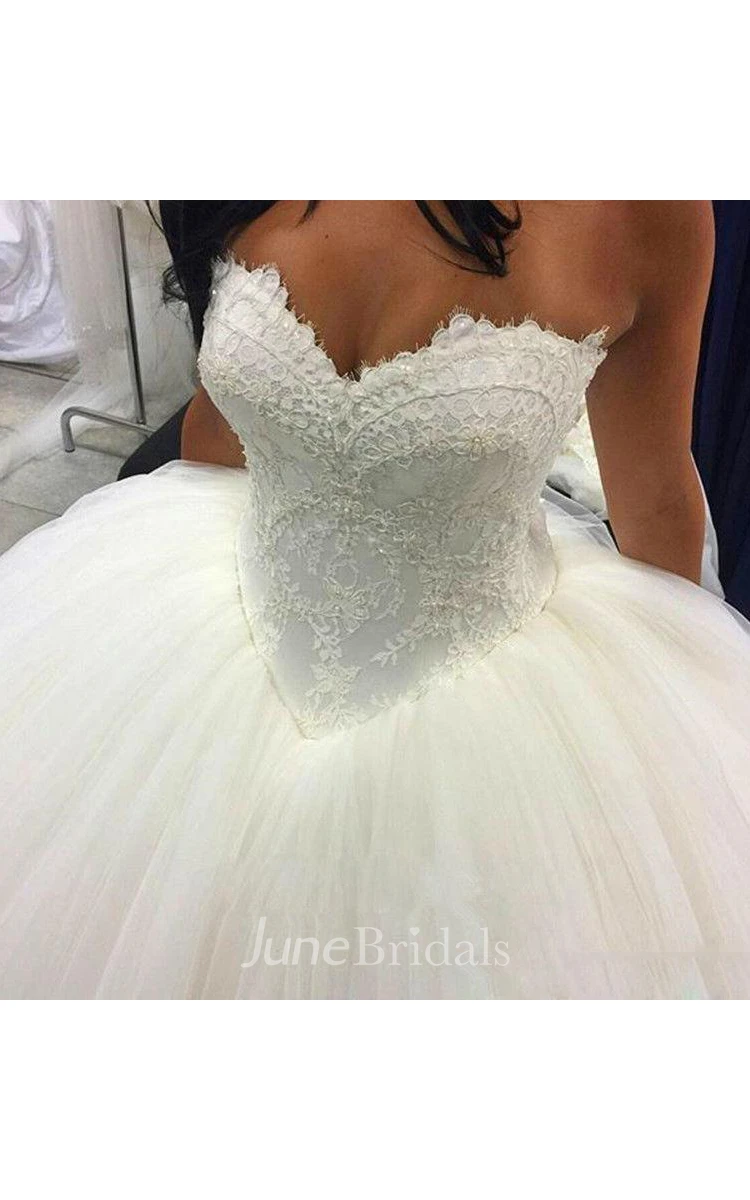 Country Vintage Sweetheart Backless Lace Tulle Princess Wedding Ball Gowns