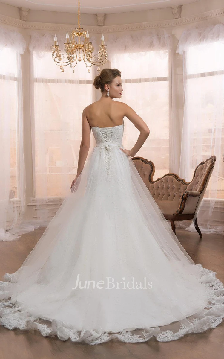 Sweetheart A-Line Ball Gown Tulle Dress With Beading And Lace