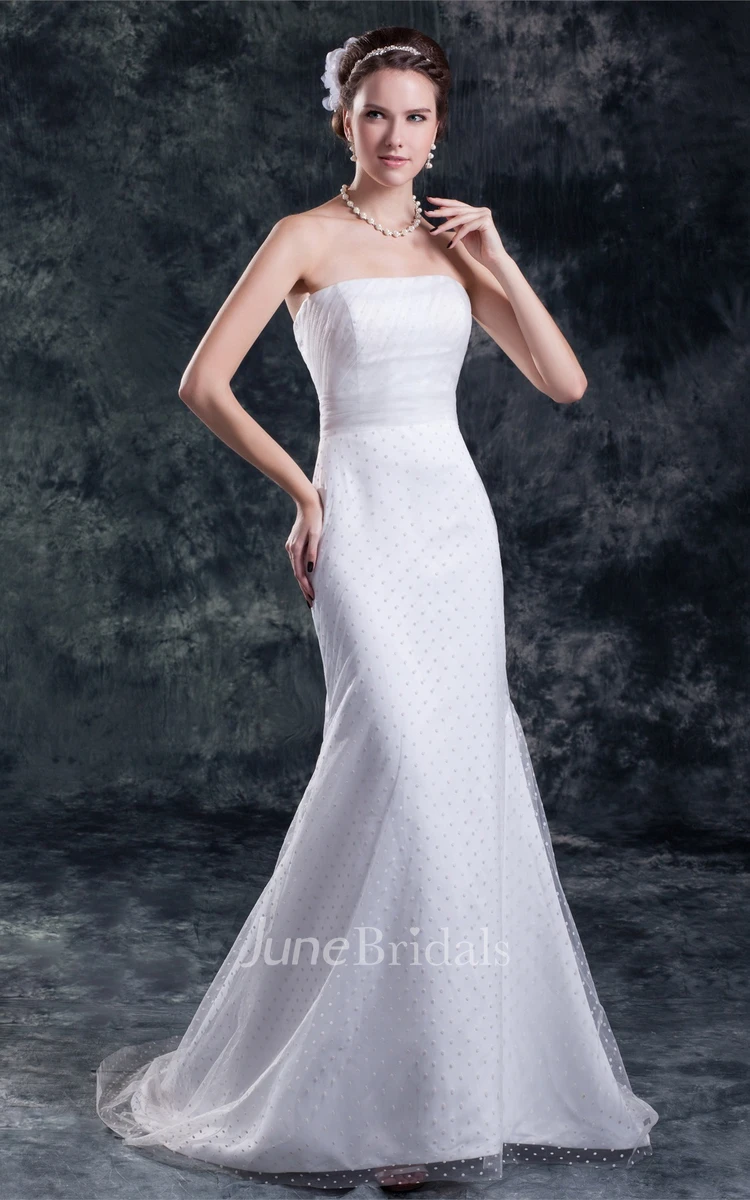 strapless maxi sheath mermaid dress with brush train