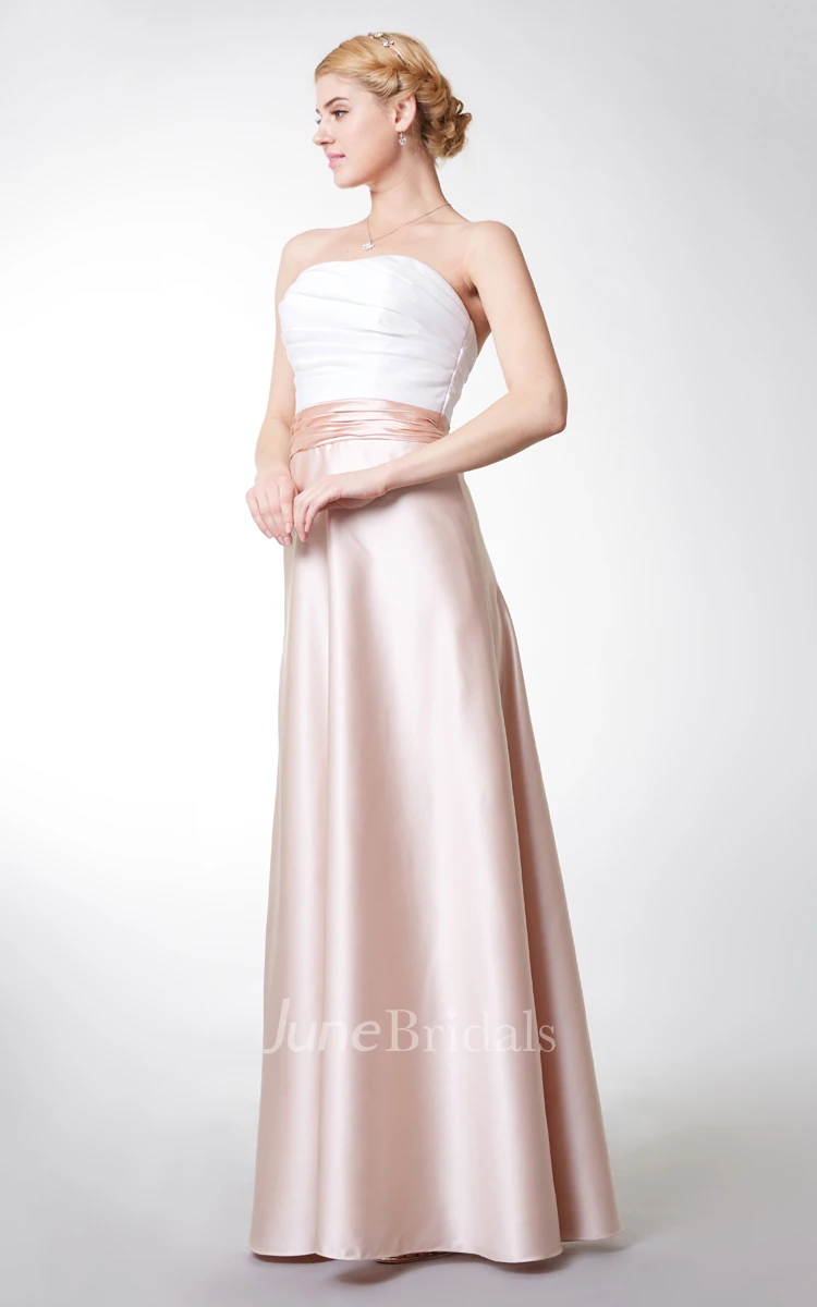 Backless Sleeveless A-line Satin Gown With Ruching
