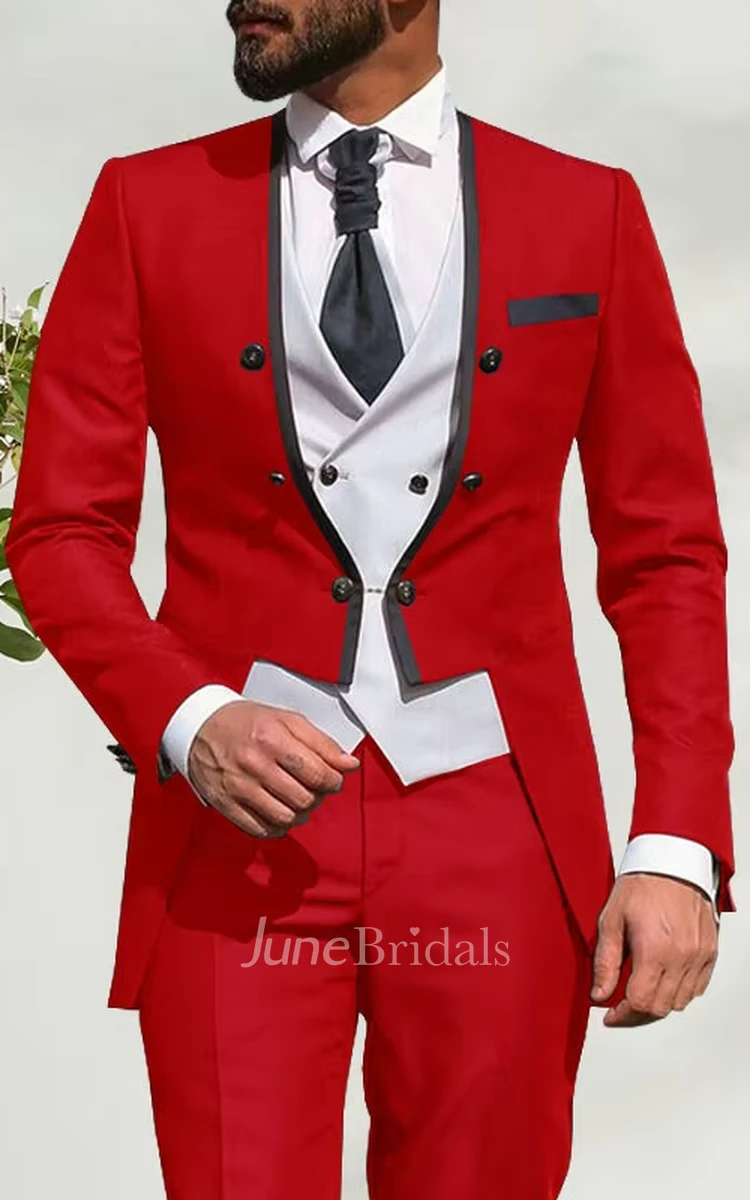 Unique Chic 3 Piece Tuxedo Groom Suits Modern Fashionable Blazer Jacket Vest Pants Party Suits