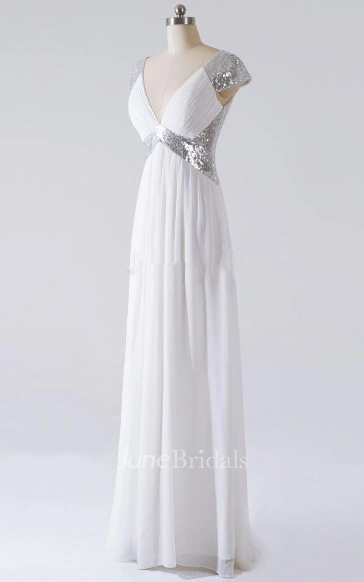 Sheath Floor-length V-neck Dress With Sequins