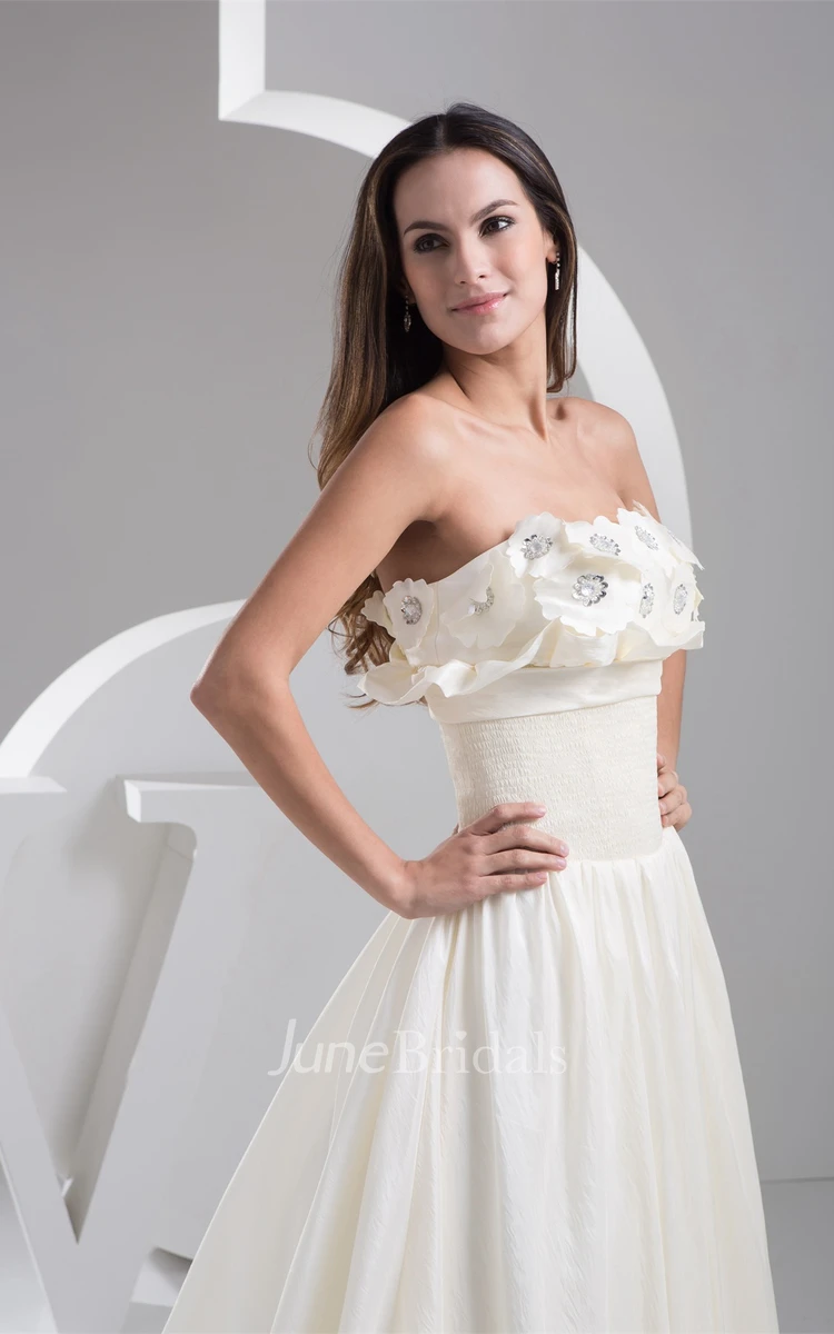 A-Line Pleated Dress with Beading and Floral Top