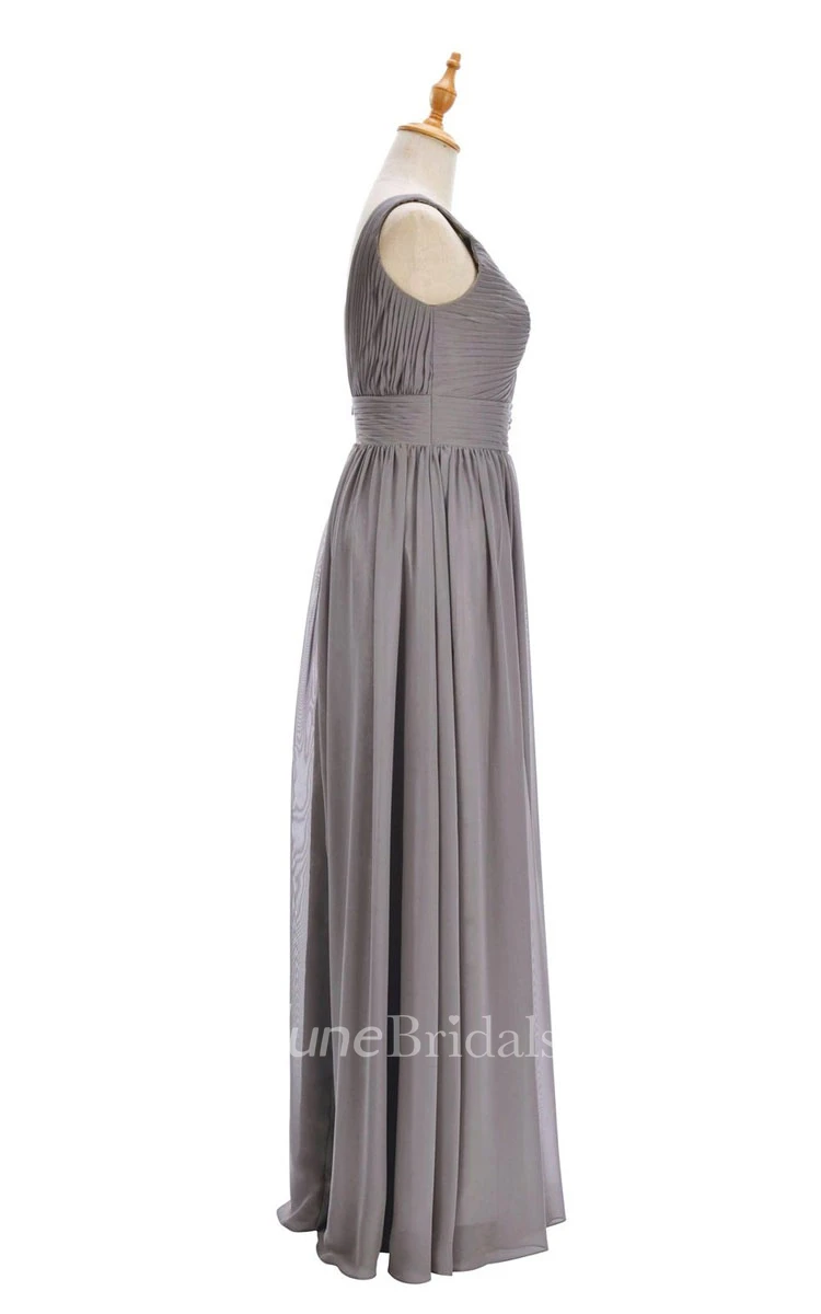 One-shoulder Sweetheart Long Empire Dress With Side Slit