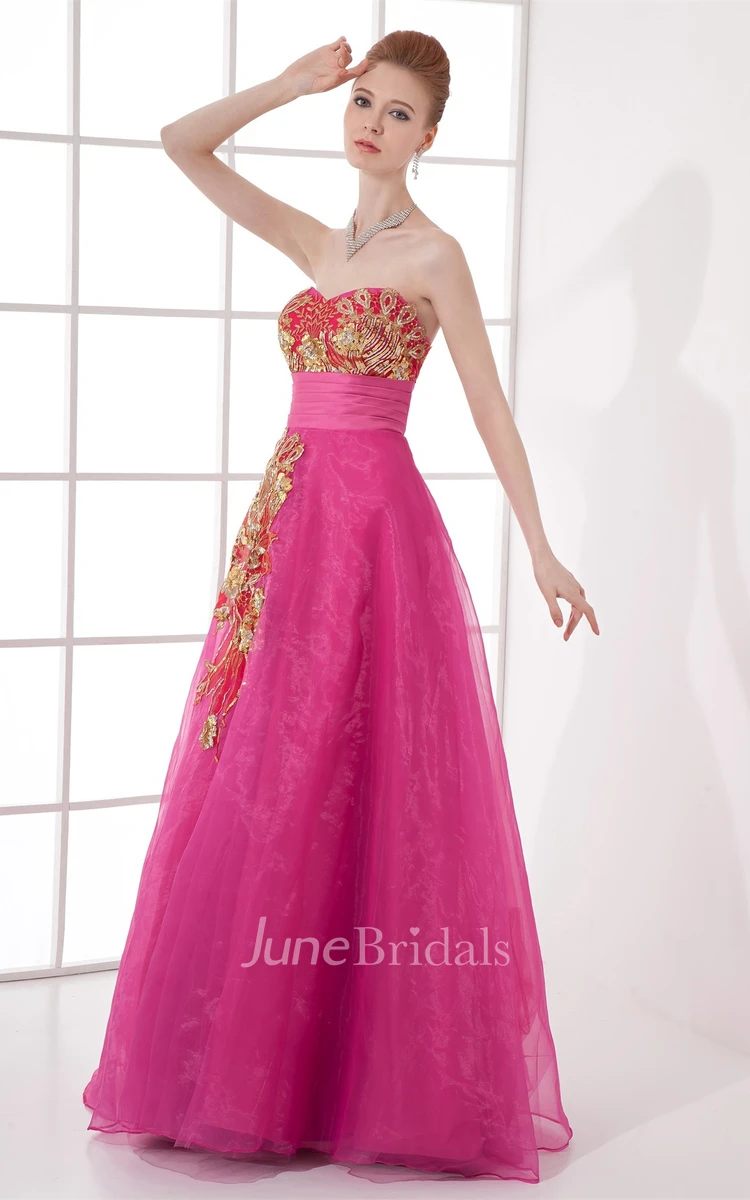 sweetheart maxi a-line dress with sequined embellishment