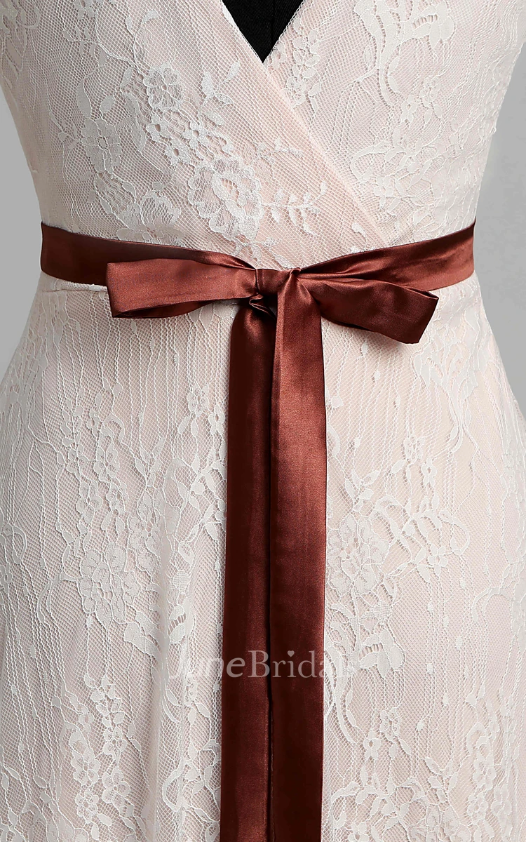 Short Sleeve V-neck Pleated Long Lace Maternity Wedding Dress