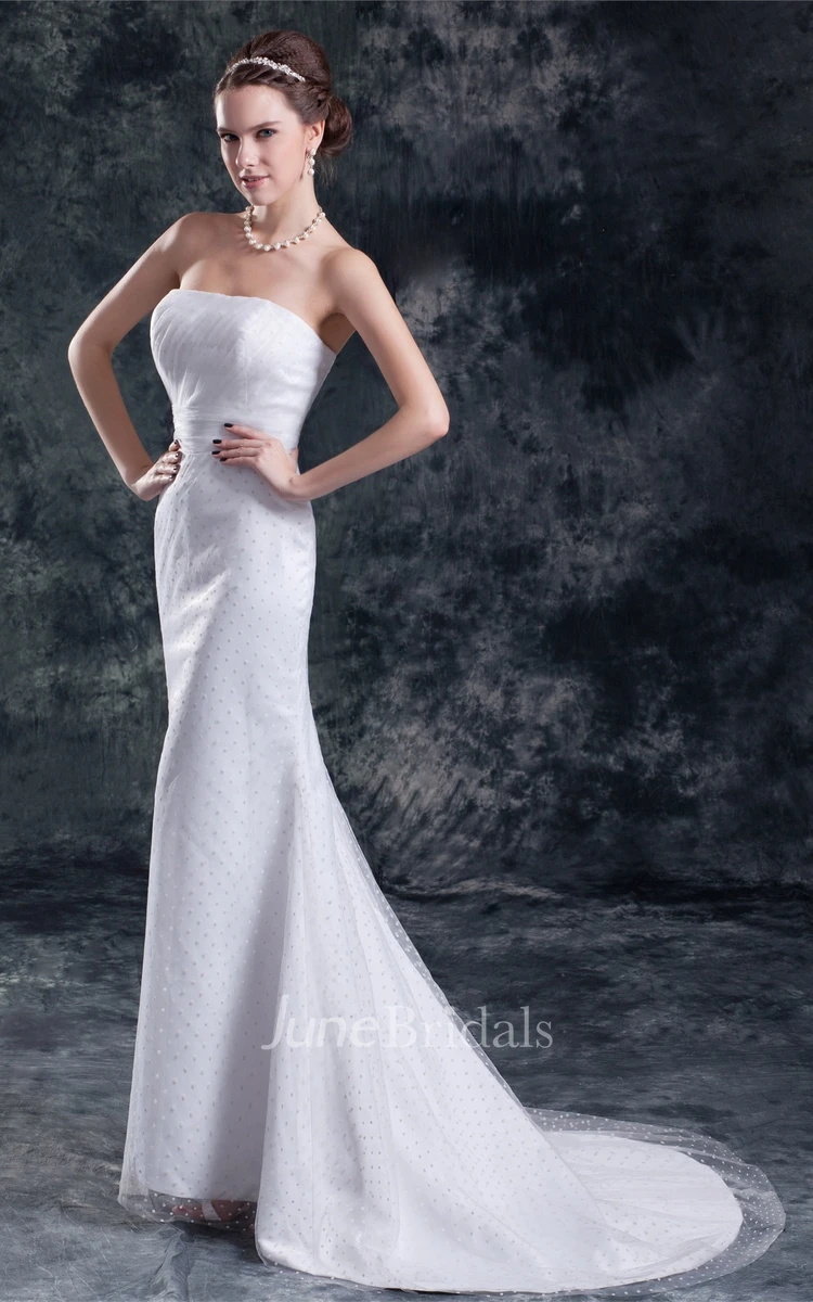 strapless maxi sheath mermaid dress with brush train