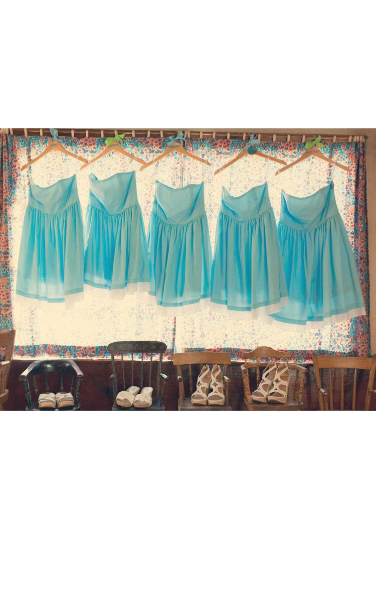 Strapless White Crochet Lace Hem Dress
