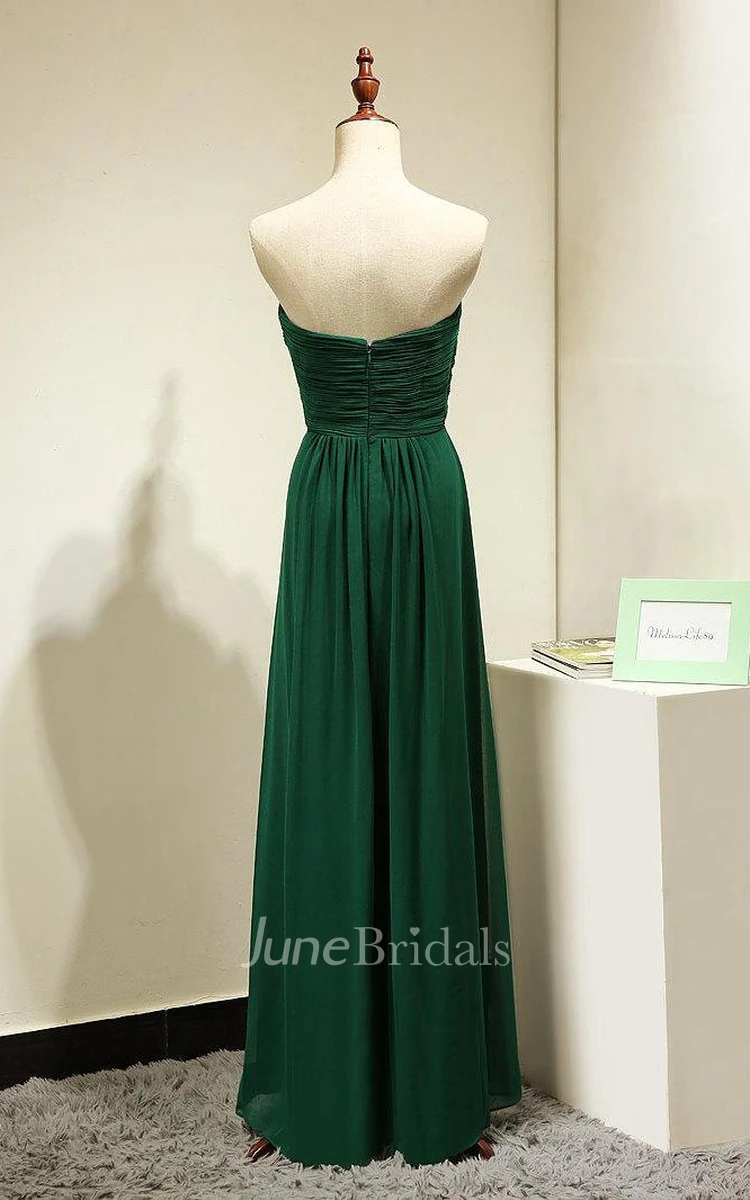 Floor-length Strapless Gown With Ruched Bodice