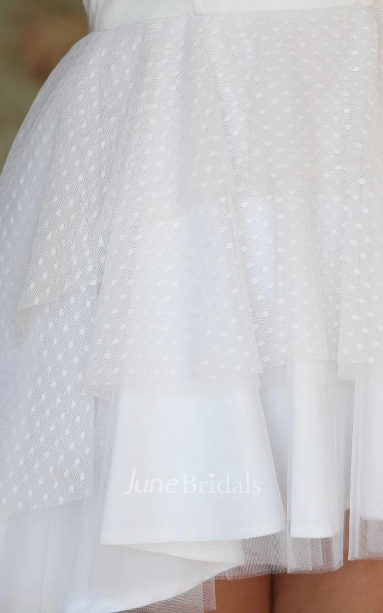 Cute Tiered Asymmetrical Wedding Dress Strapless