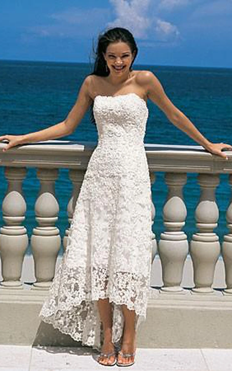 Strapless column hot sale wedding dress