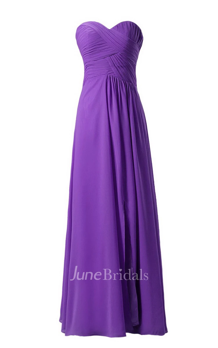 Chic Sweetheart Ruched A-line Gown With Zipper Back