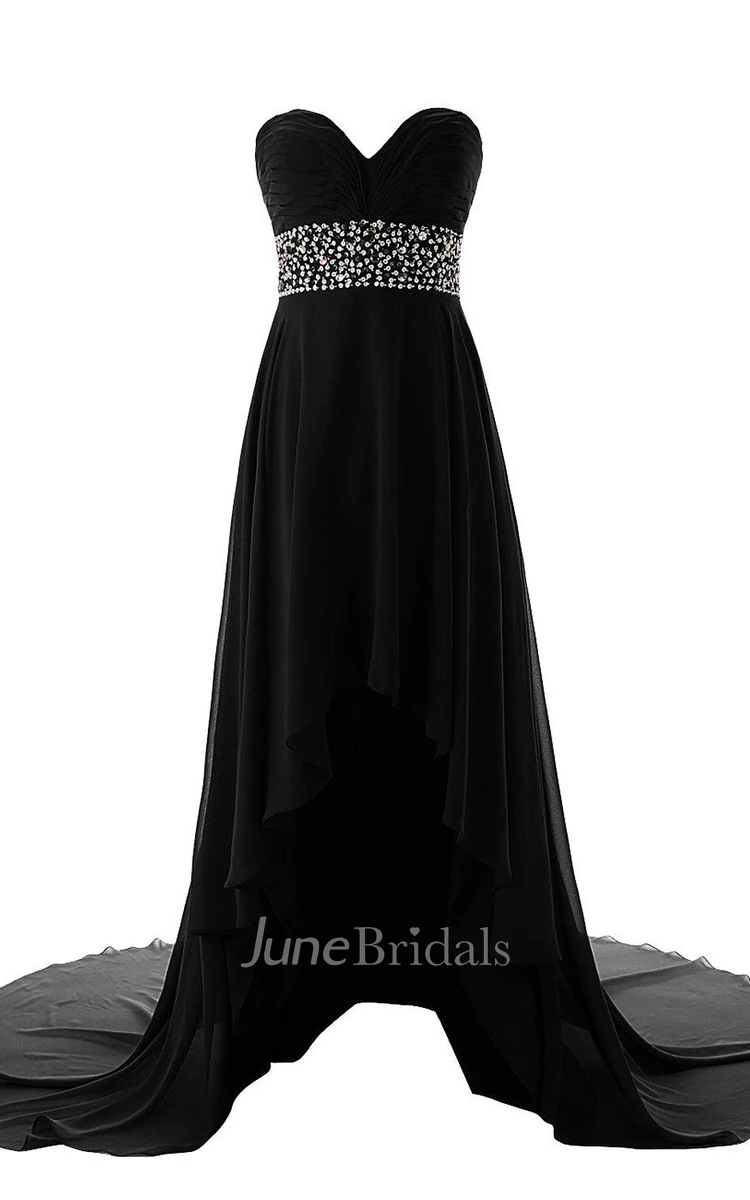 Sweetheart Empire High-low Chiffon Dress With Sequins