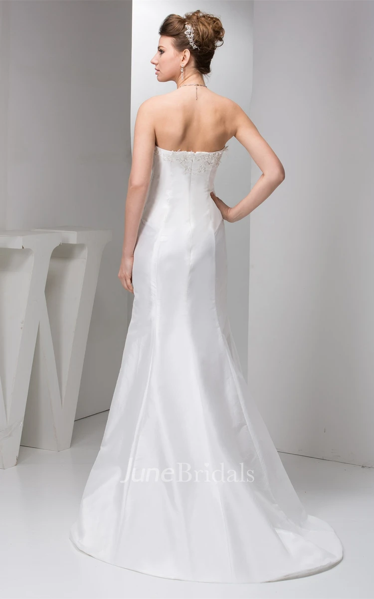 Strapless Mermaid Sheath Dress with Appliques and Bow