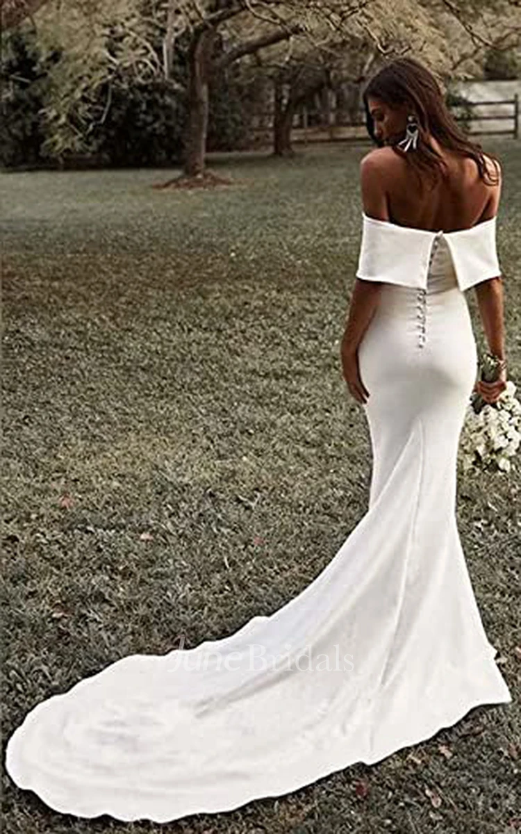 Off shoulder casual wedding dress sale