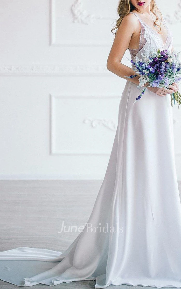 Elegant And Lace Wedding White Prom Bohemian Boho Or Beach Wedding Simple Two Piece Wedding Dress