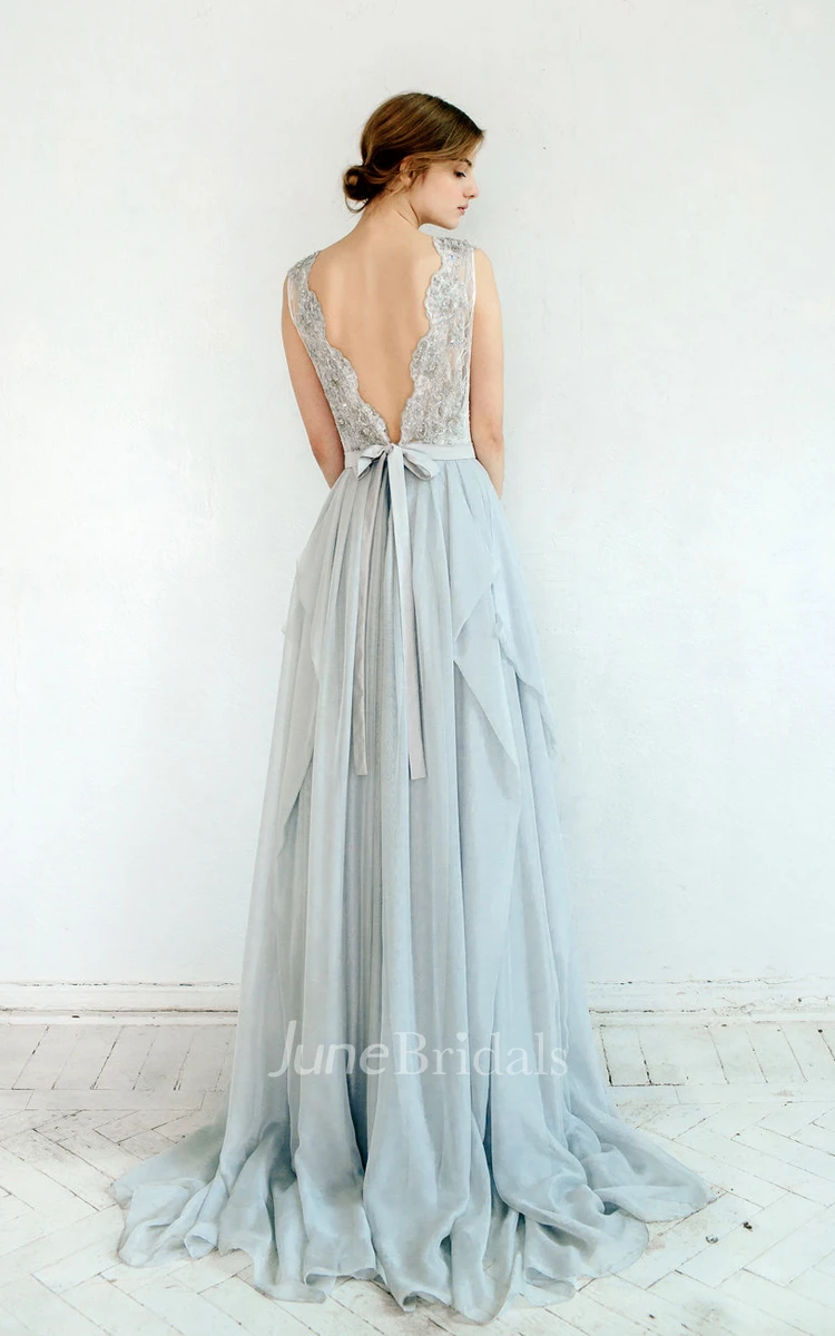 Sleeveless Floor-length Bridesmaid Dress With Lace And Beading