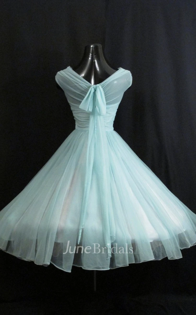Charming V Neck Empire Chiffon Ball Gown With Bow
