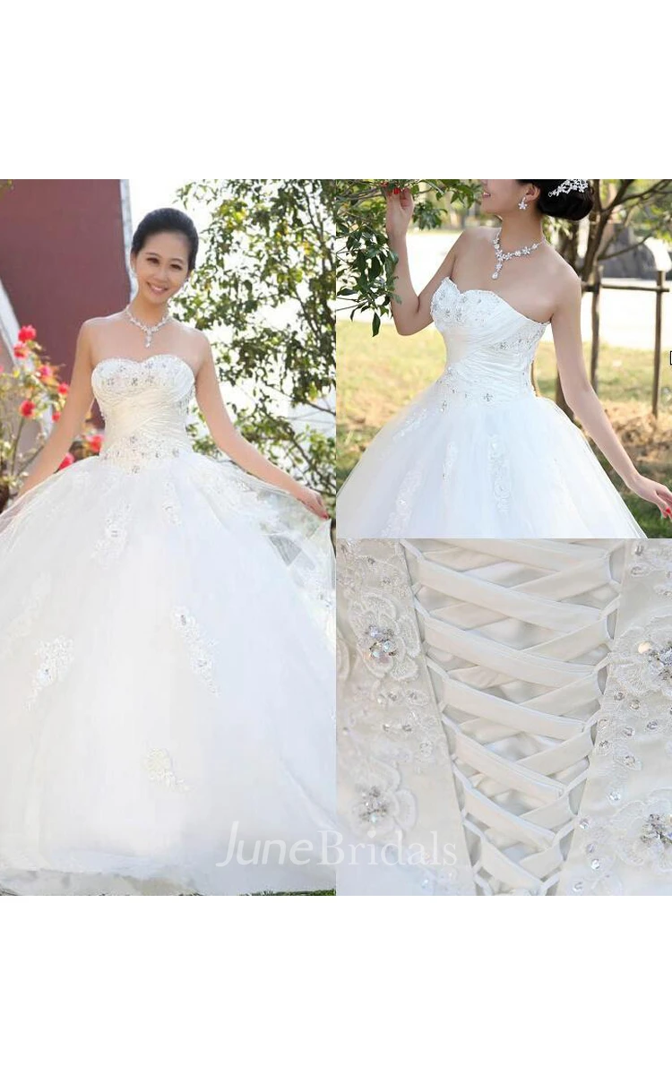 Timeless Beadings Lace Sweetheart Wedding Dresses Ball Gown Lace-up