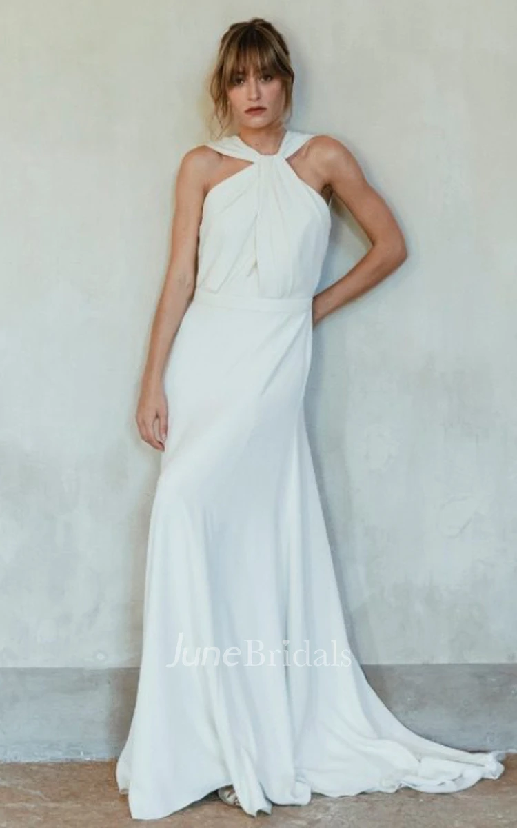 Elegant A-Line  Satin Beach Wedding Dress With Open Back And Criss Cross