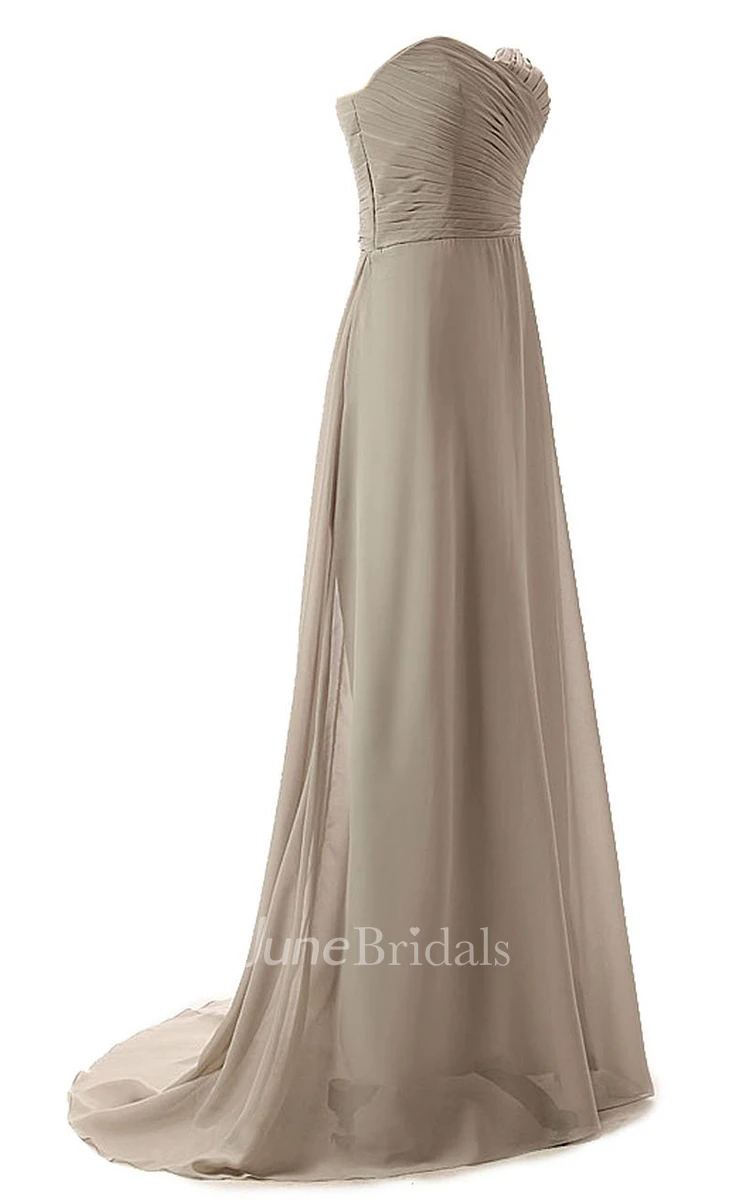 Chic Sweetheart Ruched Chiffon A-line Gown With Train