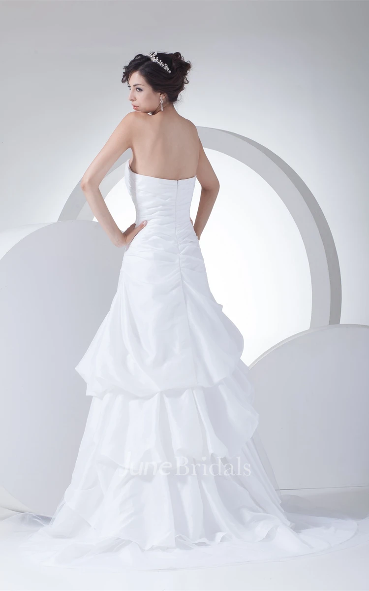 Sweetheart Ruched High-Low Dress with Ruffles and Tiers